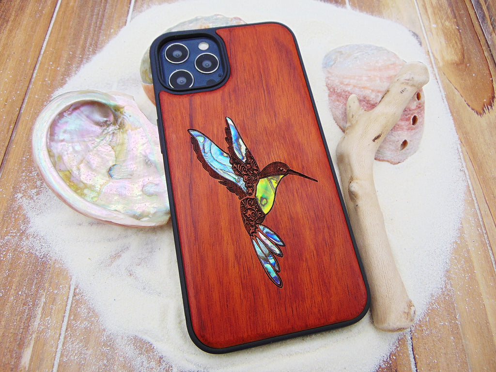 iPhone 15, 14, 13 Pro max case, hummingbird design phone case, Samsung Galaxy S22 ultra, S21, plus, custom abalone shell inlay phone case