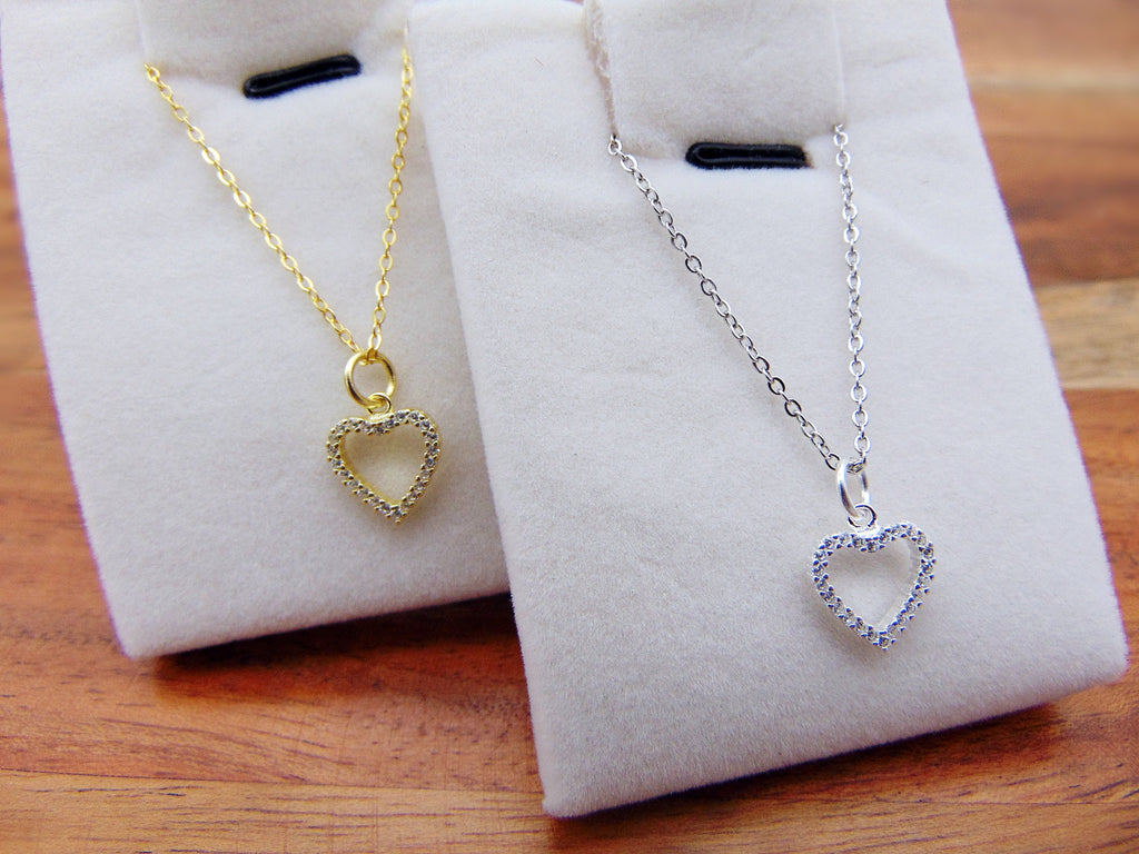 Silver heart necklace, personalized gift, Minimalist Necklace, 925 sterling, wood box Christmas Gift jewelry For Her, Birthday Gift wood box
