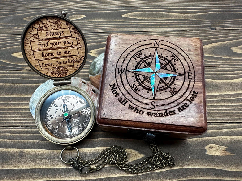 Personalized Compass Anniversary, Birthday, Groomsmen Gift for Him Custom Engraved Christmas Gift For Dad Boy Scout Cub Eagle Camping Gift