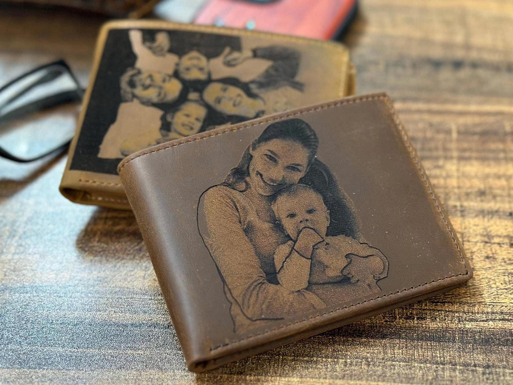 Personalized Men's Wallet - Handcrafted Photo Engraved Gift