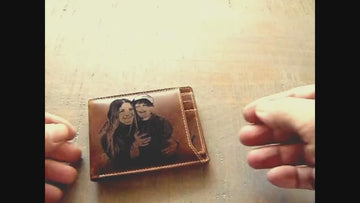 Personalized Christmas gift for him, leather mens wallet with removable cardholder, custom birthday gift, photo engraved RFID blocking